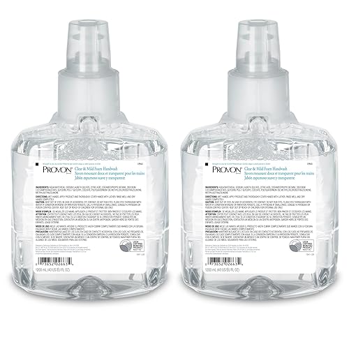 PROVON LTX-12 Clear and Mild Foam Handwash, EcoLogo Certified, 1200 mL Foam Soap Refill for LTX-12 Touch-Free Dispenser (Pack of 2) - 1941-02