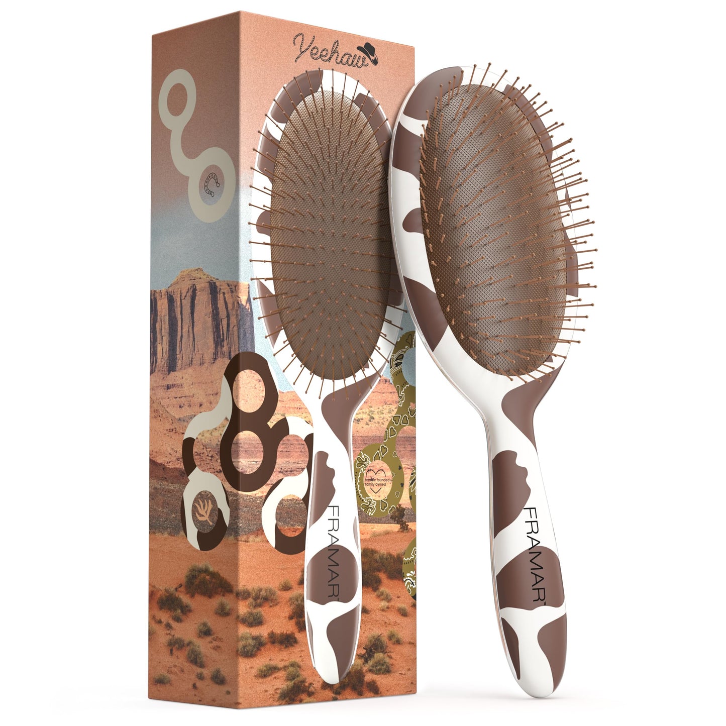 FRAMAR Cow Print Hair Brush Detangler, Detangling Hairbrush For Women, Wet Hair Brush For Girls, Hair Detangler Brush, Wet Hairbrush, Hairbrushes