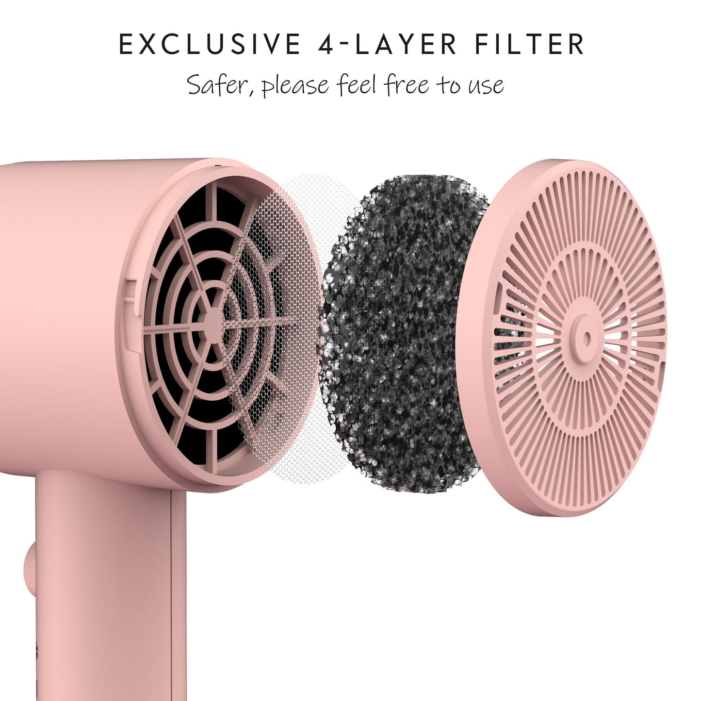 AINA Diffuser Hair Dryer Full-Featured Blow Dryer 110V/1600W(Babe Pink) Beauty and Personal Care Aina
