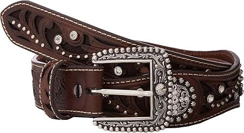 ARIAT Women's Scalloped Design Circle Concho Belt, Brown, X-Large