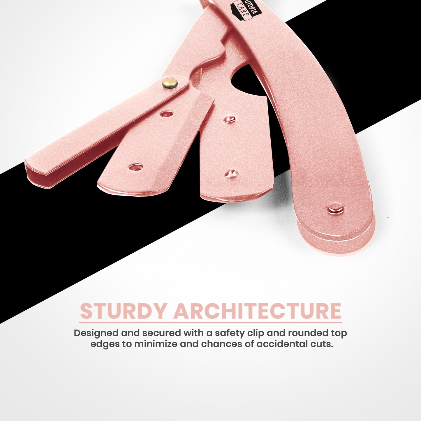 Utopia Care Professional Straight Razor for Men, Barber Straight Edge Razor Safety with 100 Pack Blades, Rose Gold Beauty and Personal Care Utopia Care