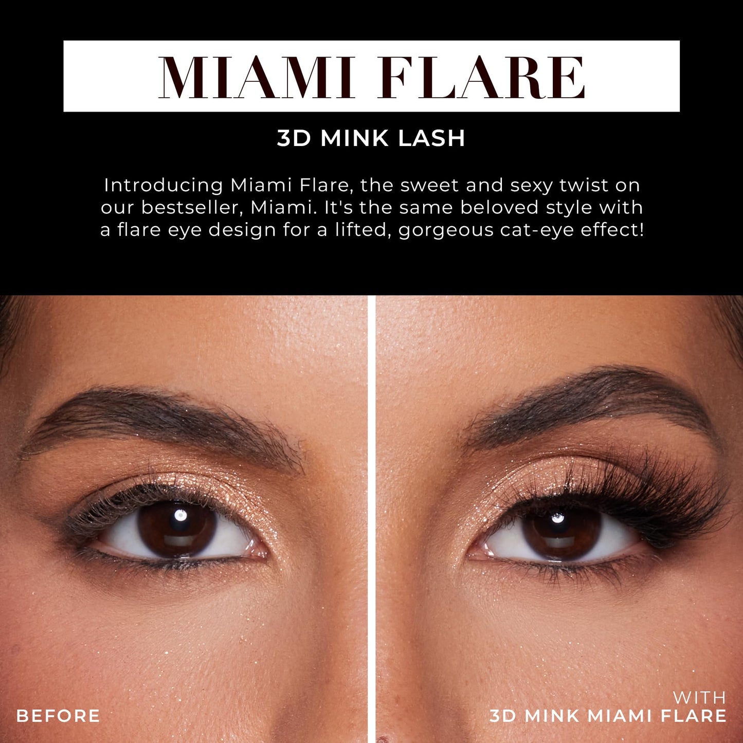 Lilly Lashes Miami Flare 3D Mink Lashes, Mink Eyelashes, The Original Lilly Lash For Wispy & Natural Look, Reusable Eyelashes up to 25x, Fluffy