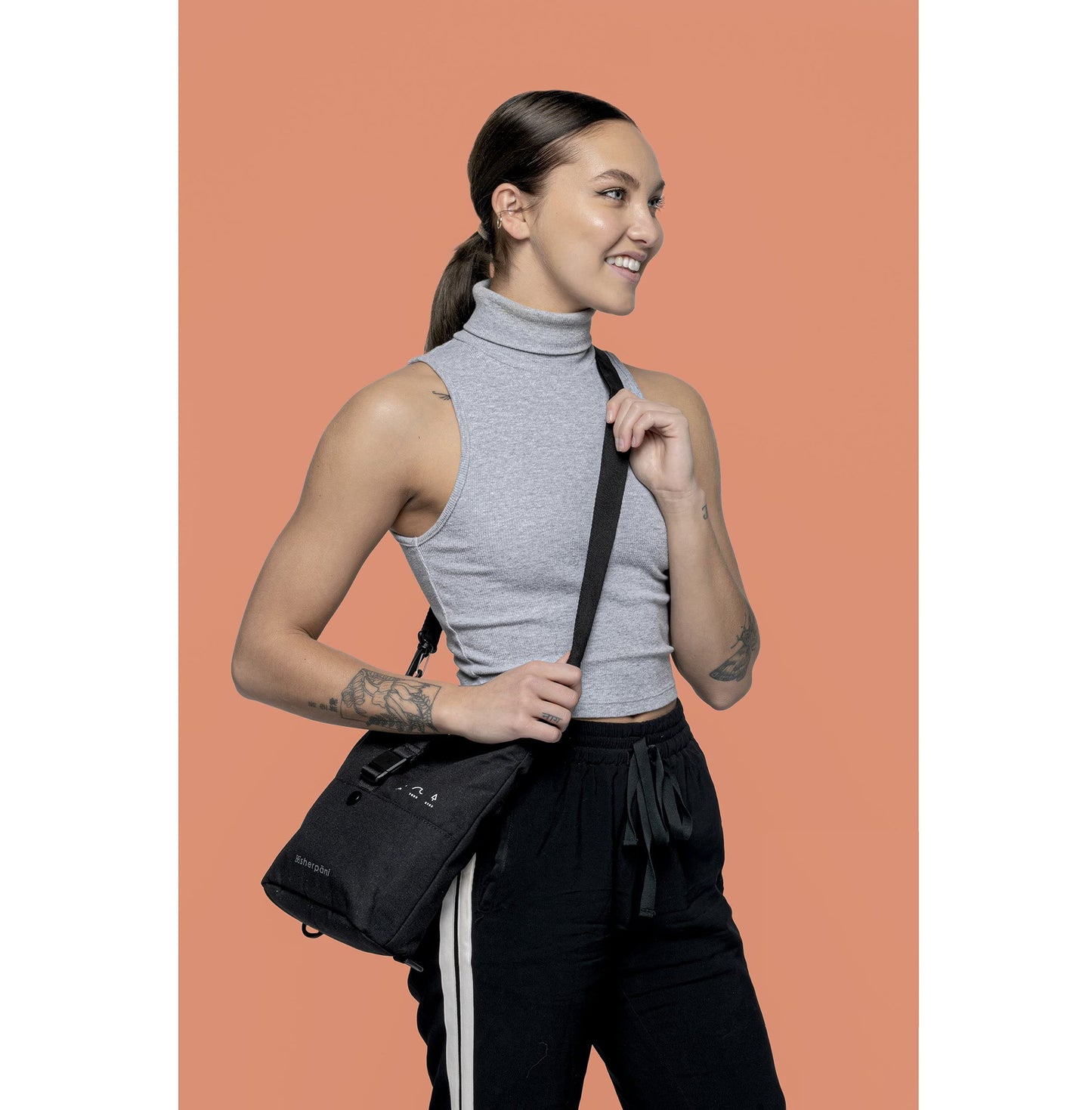 Sherpani Eiko, Mini Backpack with Coin Purse, Convertible Backpack, Small Crossbody Bag (Black)