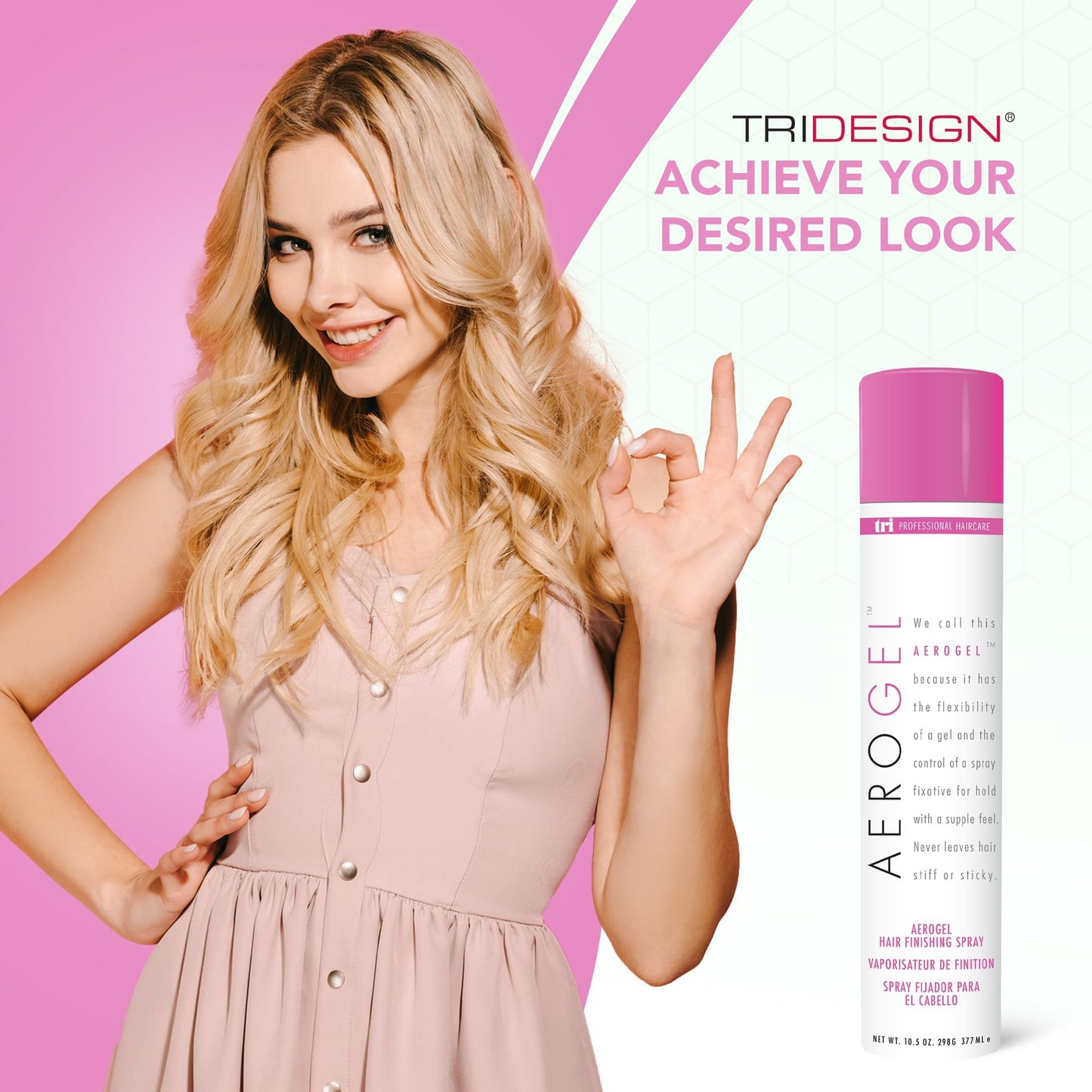 TRIDESIGN Aerogel Hairspray - Strong Hold Hair Finishing Spray for Volumizing & Control, Flexible Styling for All Hair Types, Non-Sticky and Scented