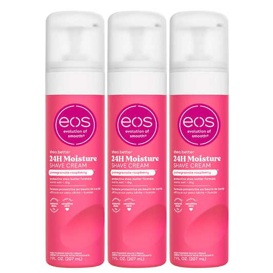 eos Shea Better Shaving Cream for Women- Pomegranate Raspberry, 24-Hour Hydration, Skin Care & Lotion with Shea Butter, 7 fl oz, 3-Pack Beauty and Personal Care eos