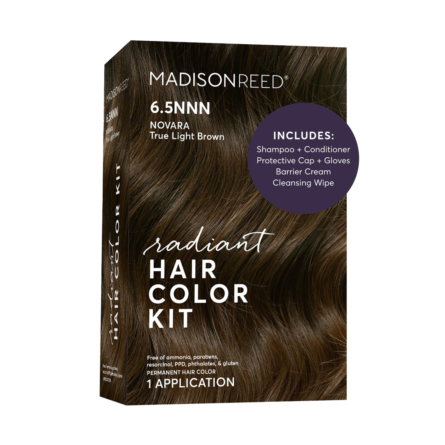 Madison Reed Radiant Hair Color Kit - 100% Gray Coverage for Resistant Grays, 6.5NNN Medium Brown with Warm Golden Undertones (Novara Light Brown) |