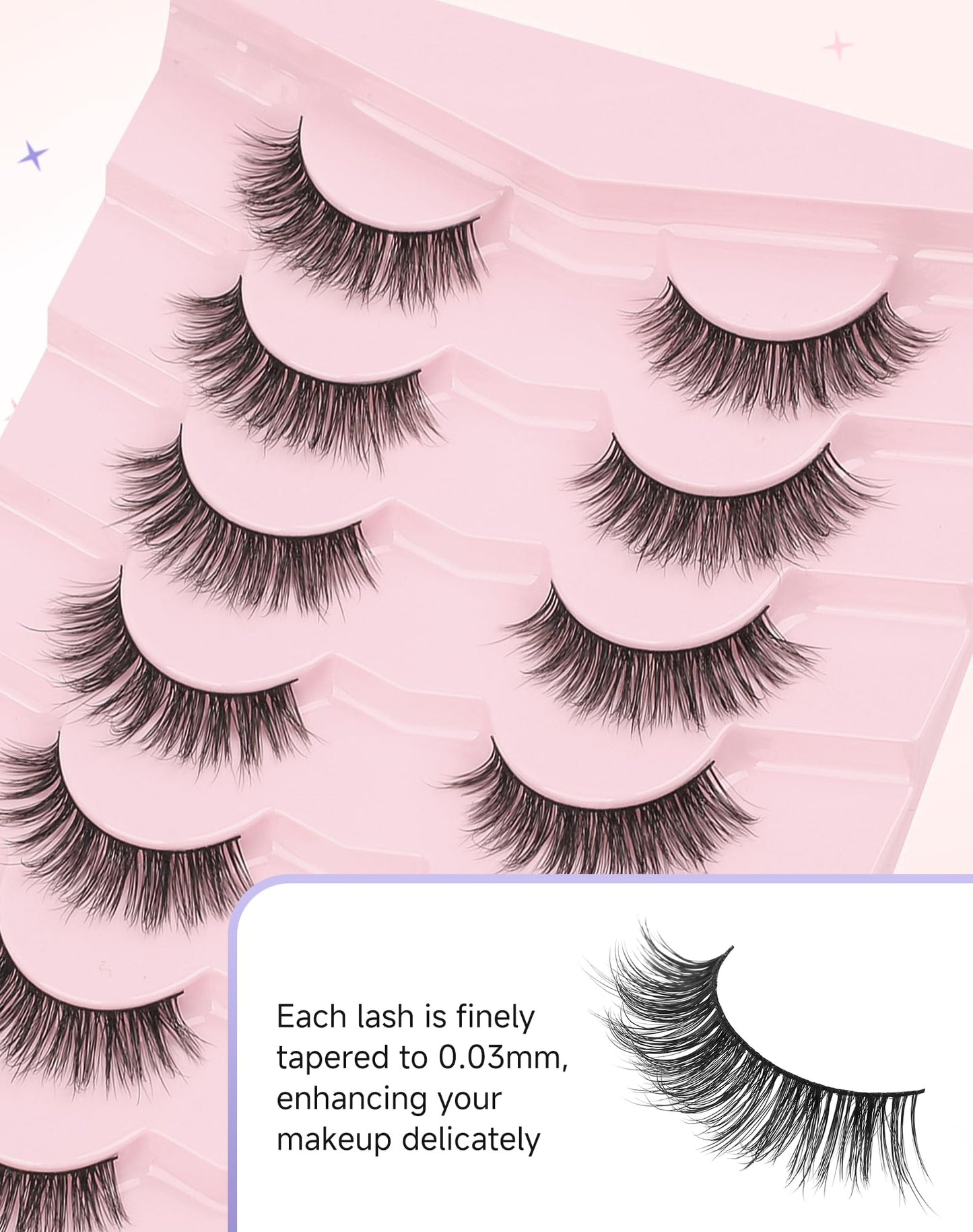 Easeful Natural Look Wispy Lashes Mink False Eyelashes C Curl Strip Lashes Pure-04 Beauty and Personal Care Easeful