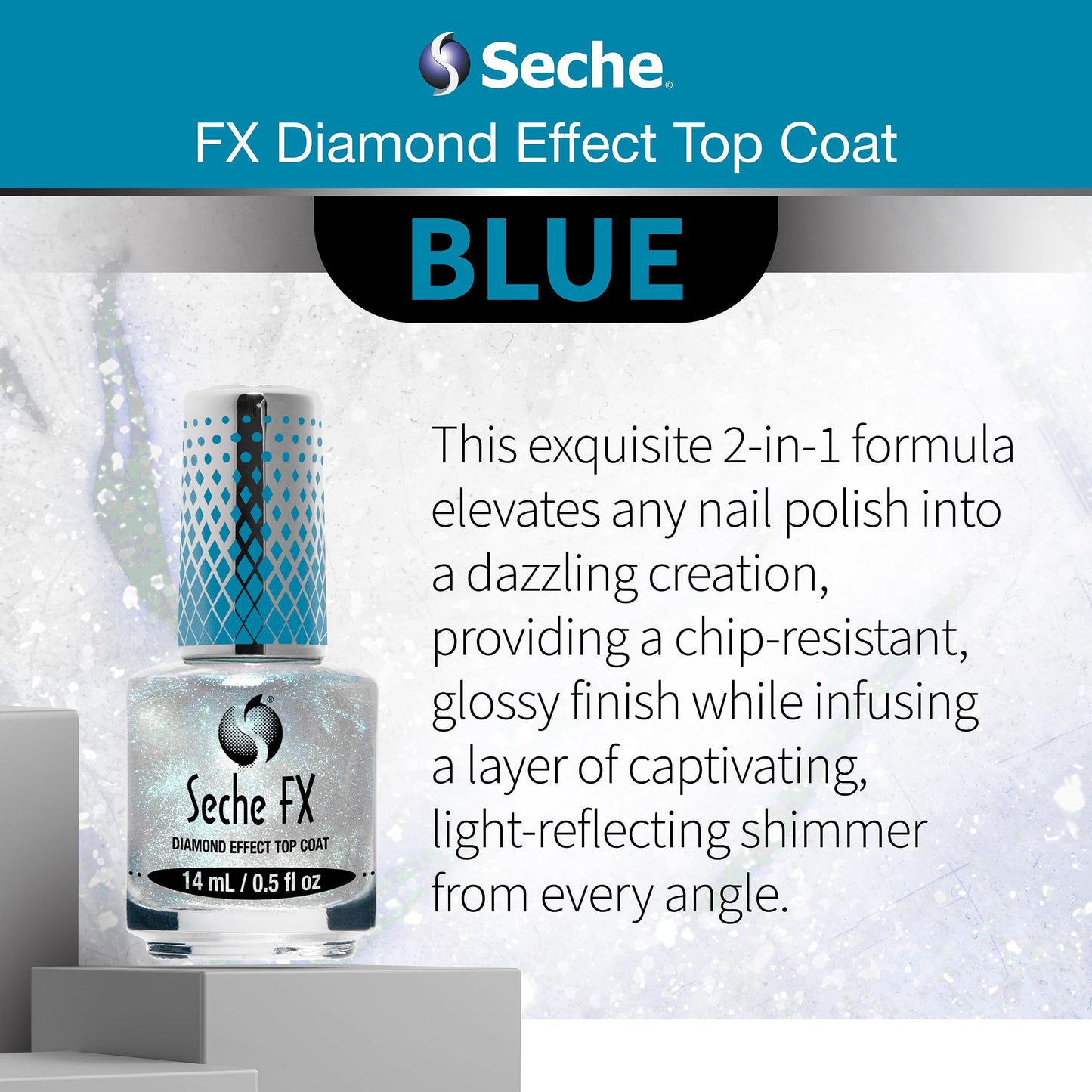Seche Fx Diamond Effect Top Coat - Blue, Transforming Topper, Long-Lasting Polish Protection 0.5 Fl. Oz Beauty & Personal Care Seche