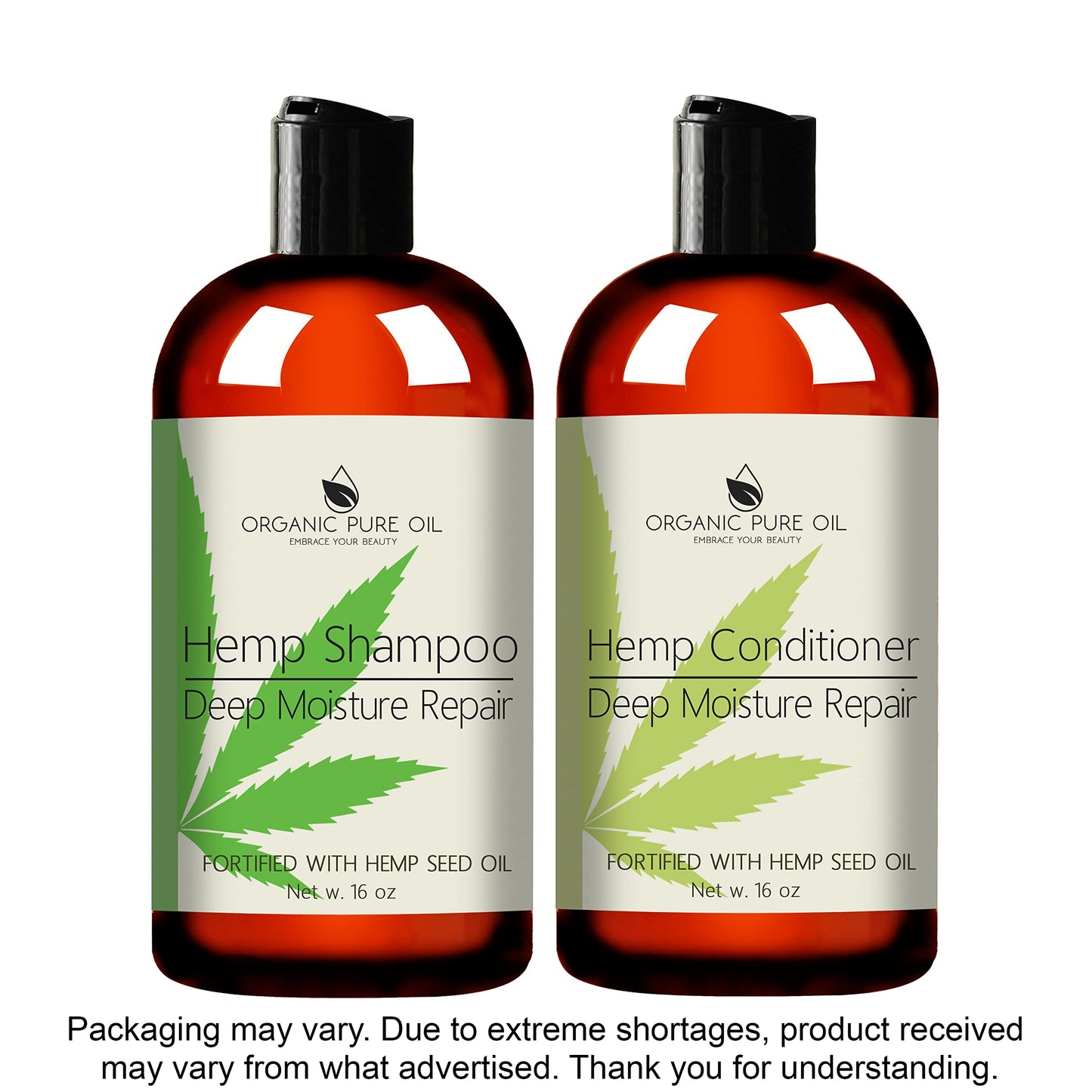 Hemp Hydrating Shampoo and Conditioner Set - 16 oz, For Men and Women - Color Treated Hair, All Natural - Sulfate Free - Curly or Frizzy Hair - Made