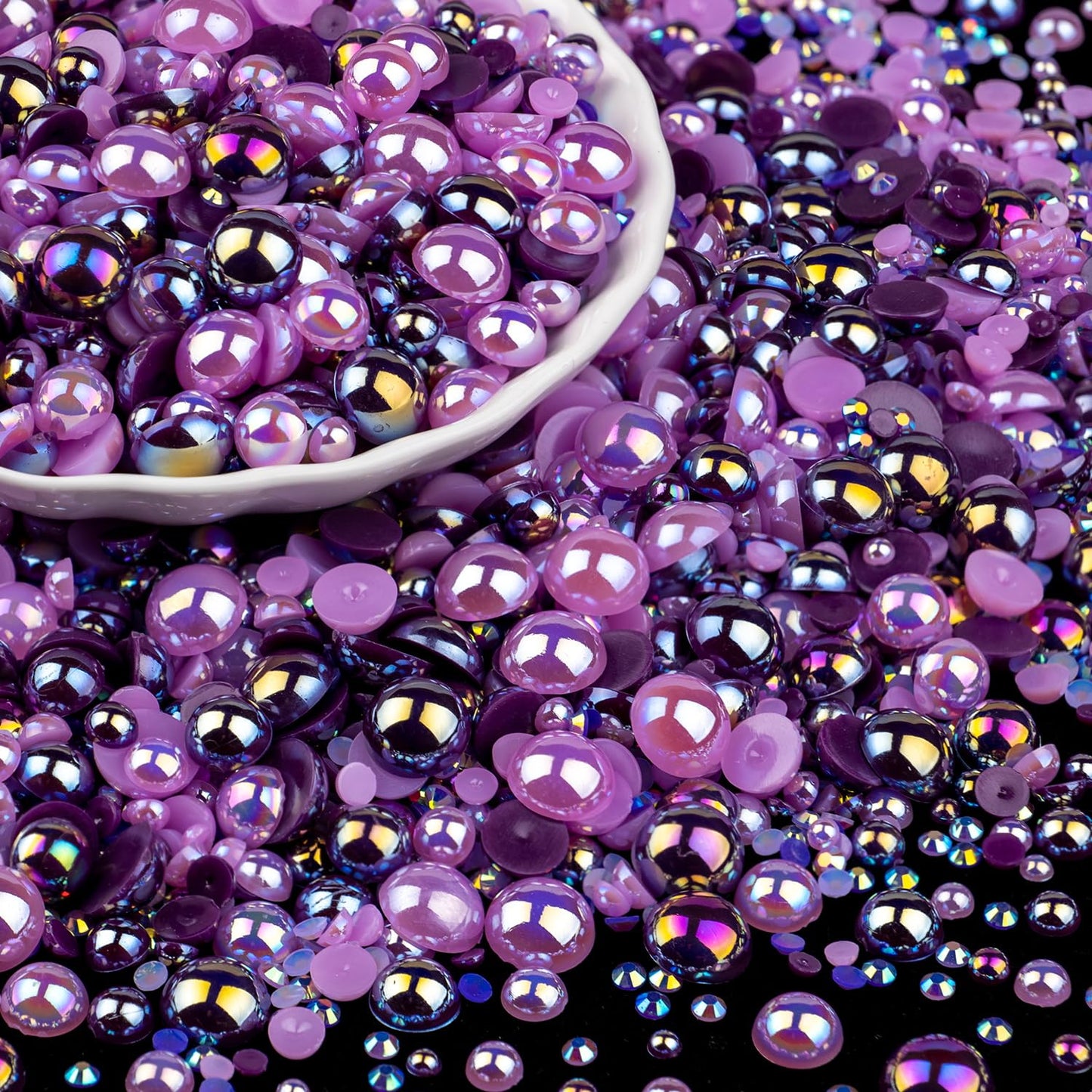 100g Flatback Pearls and Rhinestones Set 4-Purple Series, Mixed Size 3-10mm Resin Rhinestones and Half Pearls for Nail Art and Crafts and Decoration Beauty and Personal Care BELLEBOOST Default Title