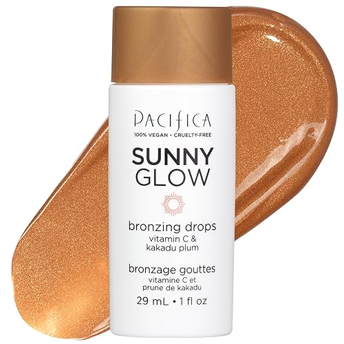 Pacifica Sunny Glow Liquid Face Bronzer Drops - Face Makeup Bronzing For Face & Cheeks for Instant Sun-Kissed Glow - Vitamin C & Glycolic Acid Infused