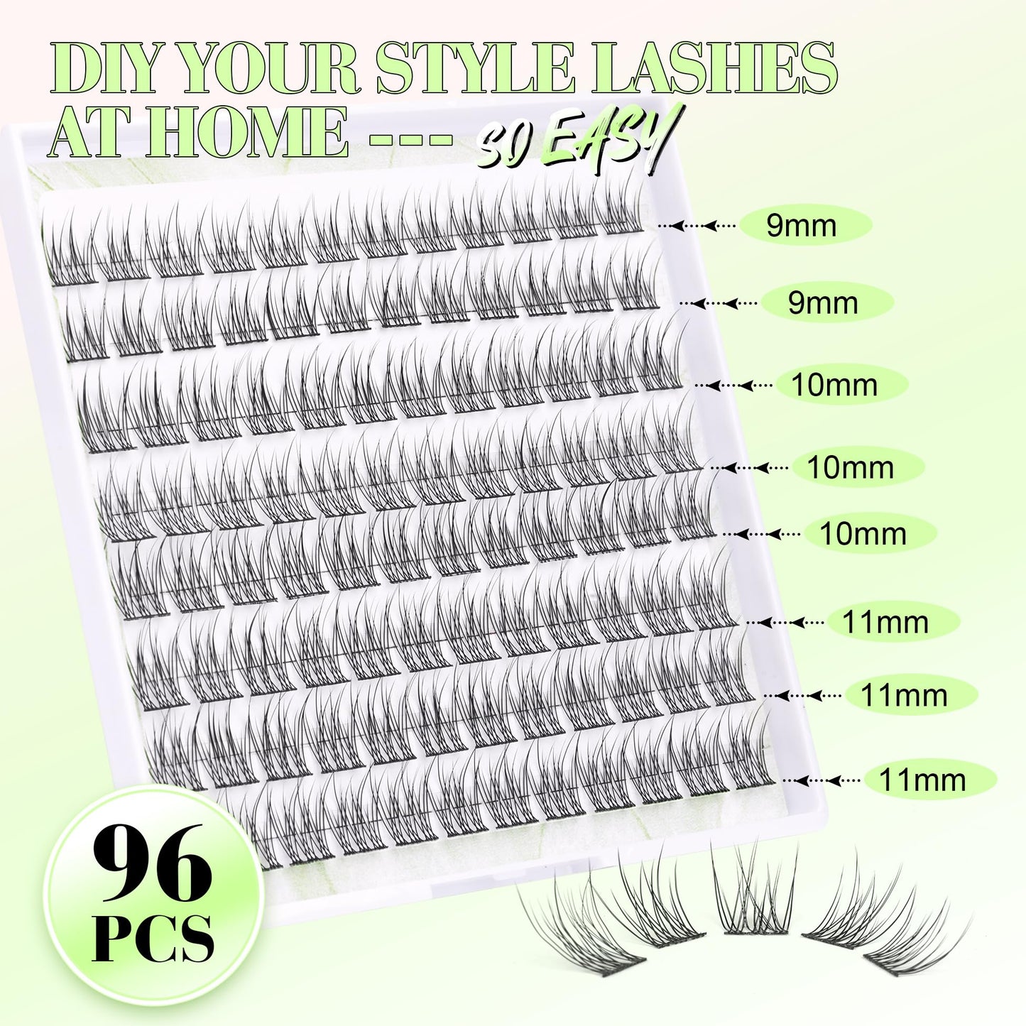 Lash Clusters DIY Lash Extensions Natural Cluster Lashes Eyelash Extensions Wispy Individual Lashes Short 9-11MM Eyelash Clusters Self Application