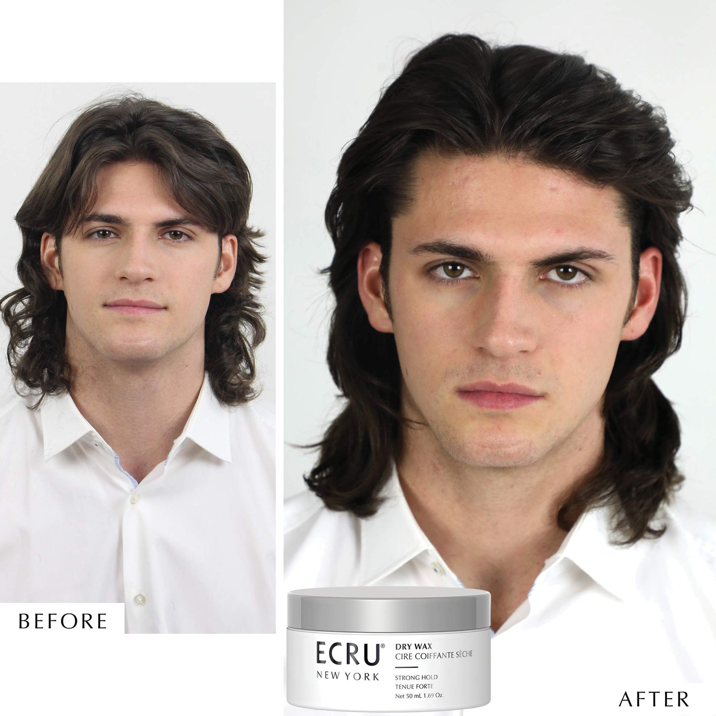 ECRU New York Dry Wax, Strong Hold Hair Wax, Styling Cream, Texturizing Hair Products, Travel Size Pomade, 1.69oz
