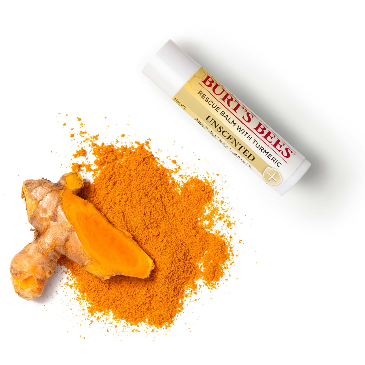 Burt's Bees Rescue Balm Unscented Lip Balm, With Antioxidant-Rich Turmeric, Tint-Free, Natural Origin Lip Care, 2 Tubes, 0.15 oz.