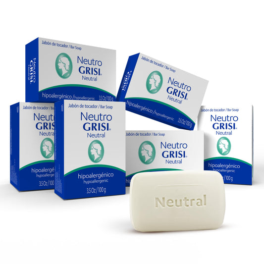 Grisi Neutral Hypoallergenic Bar Soap - Fragrance-Free & Dye-Free for Face & Body - Gentle Moisturizing Wash for Sensitive Skin - pH-Balanced Natural Beauty & Personal Care Grisi
