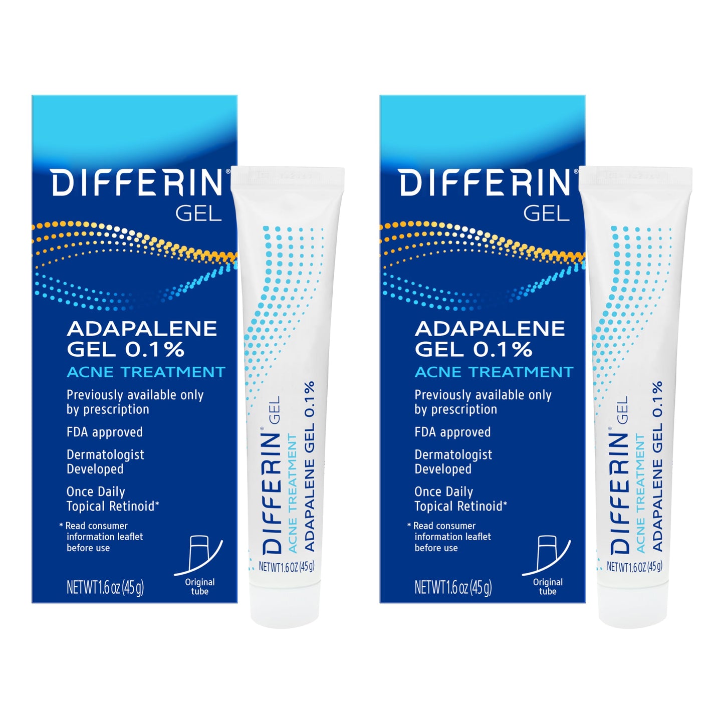 Differin Acne Treatment Gel, 60 Day Supply, Retinoid Treatment for Face with 0.1% Adapalene, Gentle Skin Care for Acne Prone Sensitive Skin, 15g Tube