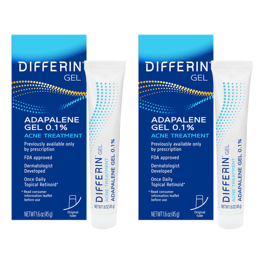 Differin Acne Treatment Gel, 60 Day Supply, Retinoid Treatment for Face with 0.1% Adapalene, Gentle Skin Care for Acne Prone Sensitive Skin, 15g Tube