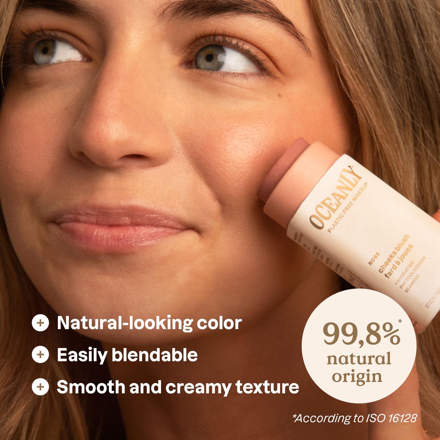 ATTITUDE Oceanly Plastic-Free Lightweight Blush Stick, Titanium Dioxide-Free, EWG Verified, Vegan & Cruelty-free Makeup, Rose, 0.3 Ounces