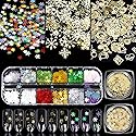 Simliber 1 Sets/3Boxes 3D Snowflake Sequins for Nail Art Decoration Glitter Set Sparkly DIY Nail Accessories Christmas Nail Designs Trendy Christmas