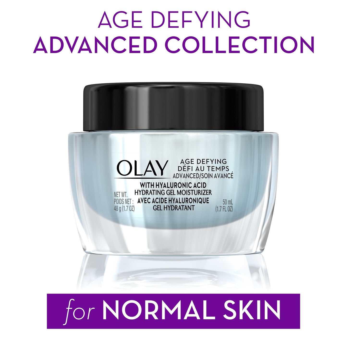 Olay Gel Moisturizer with Hyaluronic Acid by Age Defying, 1.7 Fl Oz