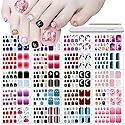 DANNEASY 20 Sheets Toe Nail Stickers Full Nail Wraps Self Adhesive Toenail Polish Strips Toes Nail Stickers Toenail Stickers Polish Manicure Sticker