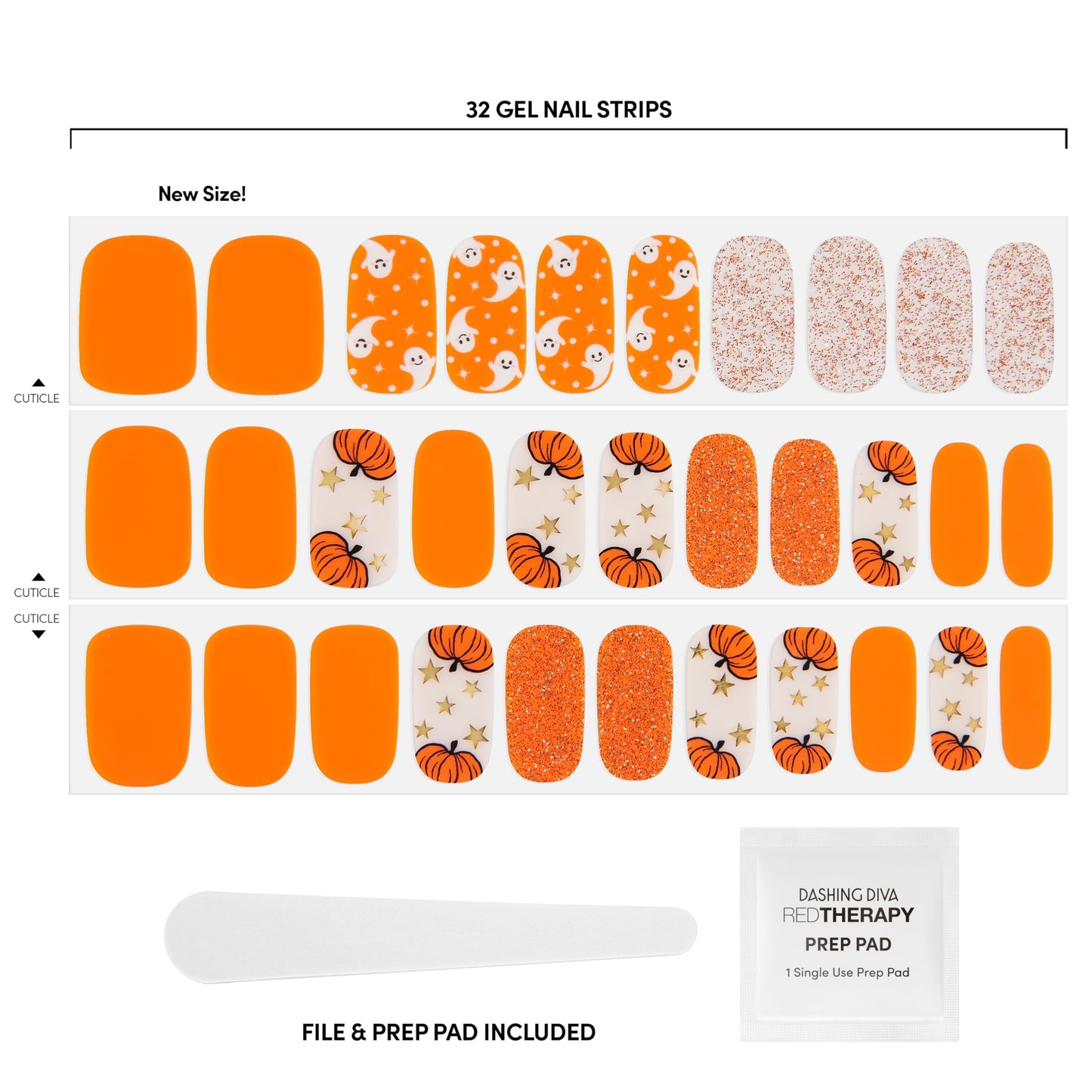Dashing Diva Gloss Nail Strips - Pumpkin Charm | UV Free Gel Nail Wraps - Chip Resistant, Long Lasting | Includes 32 Wraps, 1 Prep Pad, 1 File Beauty & Personal Care Dashing Diva