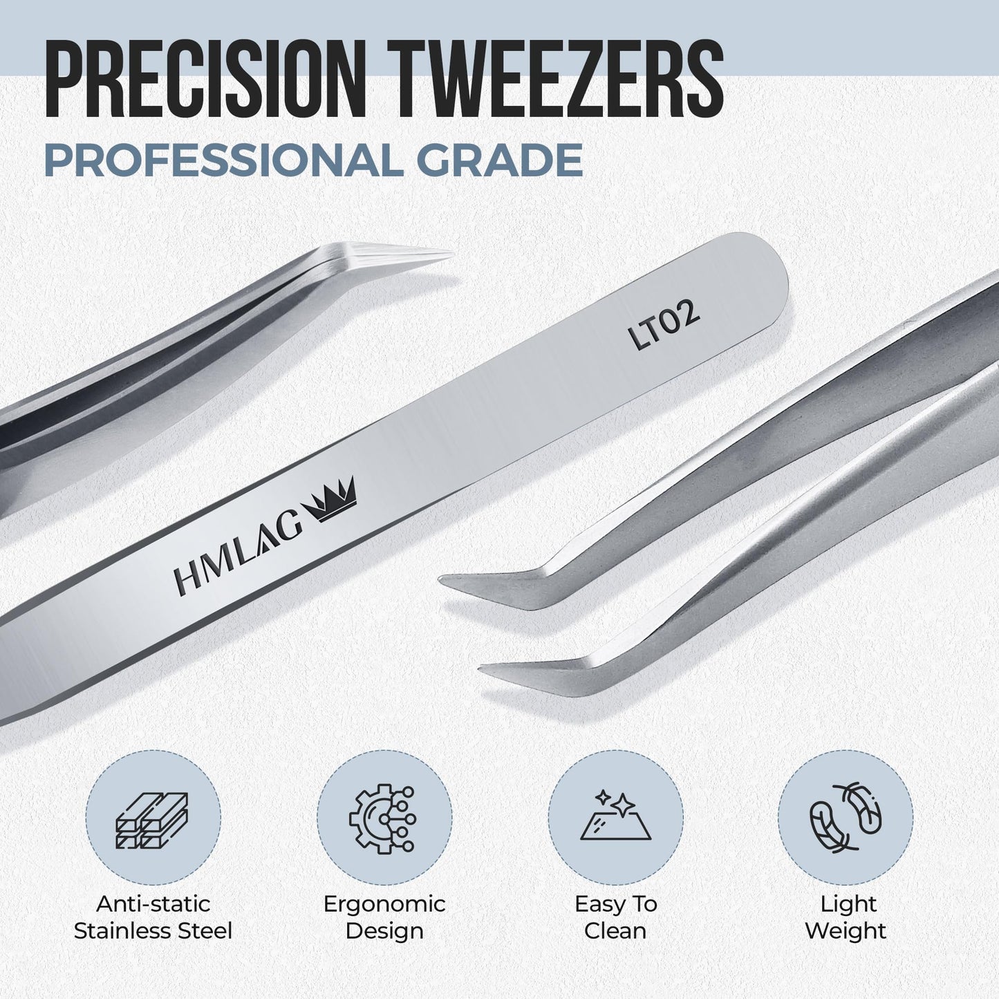 LASHVIEW Lash Tweezer, High Precision Stainless Steel Volume Eyelash Tweezers, Eyelash Extension Tweezers for Profissional Grafting lash Extension