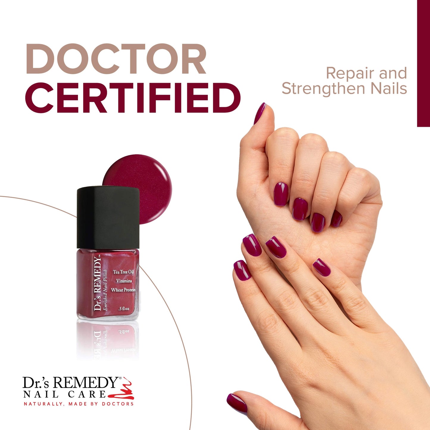 Dr’s Remedy Enriched Nail Polish: Non Toxic, All Natural, and Organic - Doctor Formulated: Strengthens, Restores, Heals, and Protects '24-Free'