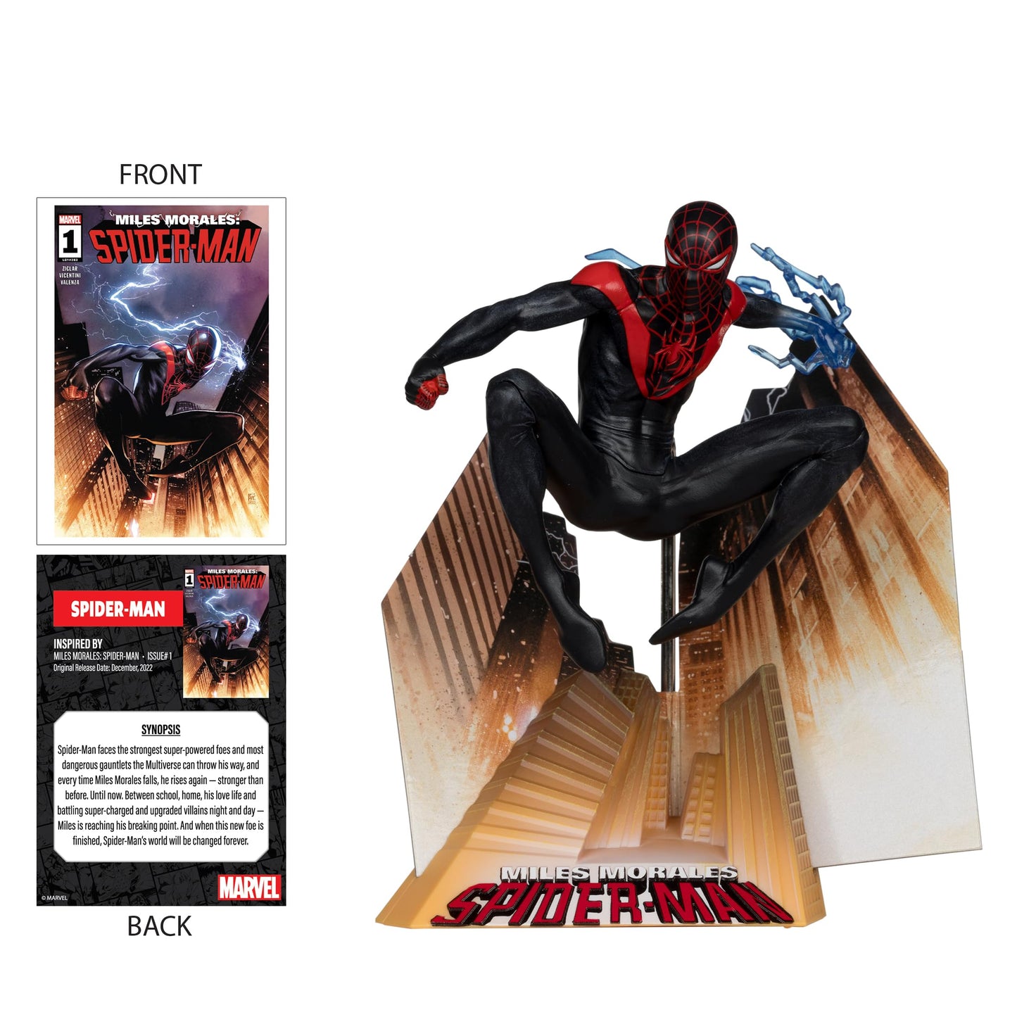McFarlane Toys - Marvel Spider-Man 1:10th Scale Collectible with Scene (Miles Morales: Spider-Man #1)