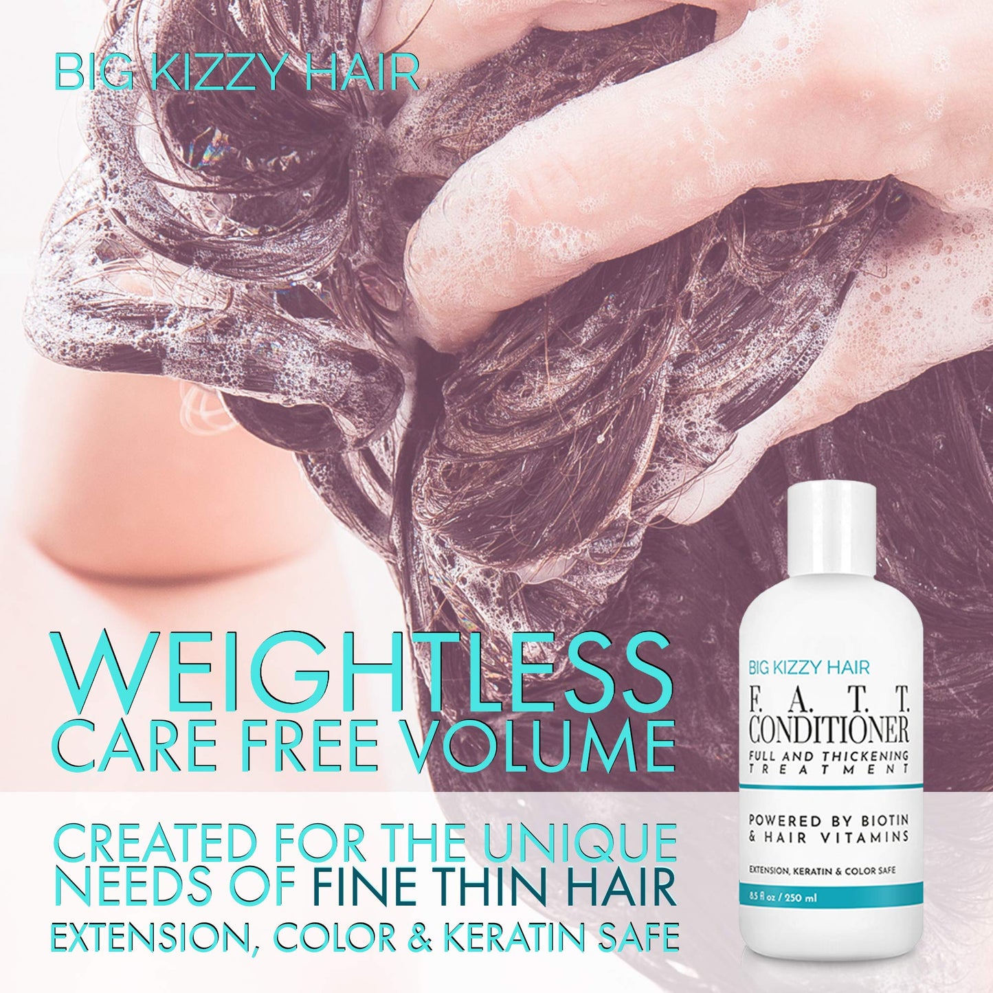 Volumizing & Thickening Biotin Shampoo & Conditioner Set - F.A.T.T. by Big Kizzy, Gentle Hair Care Safe for Extensions, Color & Keratin Treatments