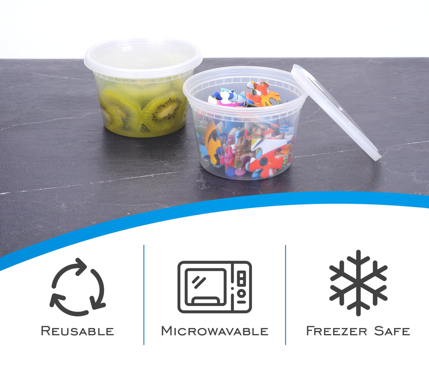 EDI [16 OZ, 25 Sets] Plastic Deli Food Storage Containers with Airtight Lids | Microwave-, Freezer-, Dishwasher-Safe | BPA Free | Heavy-Duty | Meal…