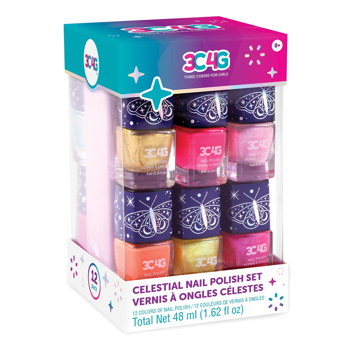 Celestial 12-Pack Nail Polish Tower for Girls & Teens - 12 Vibrant, Non-Toxic Colors - Safe & Fun Nail Polish Set for Kids Ages 8+ Perfect
