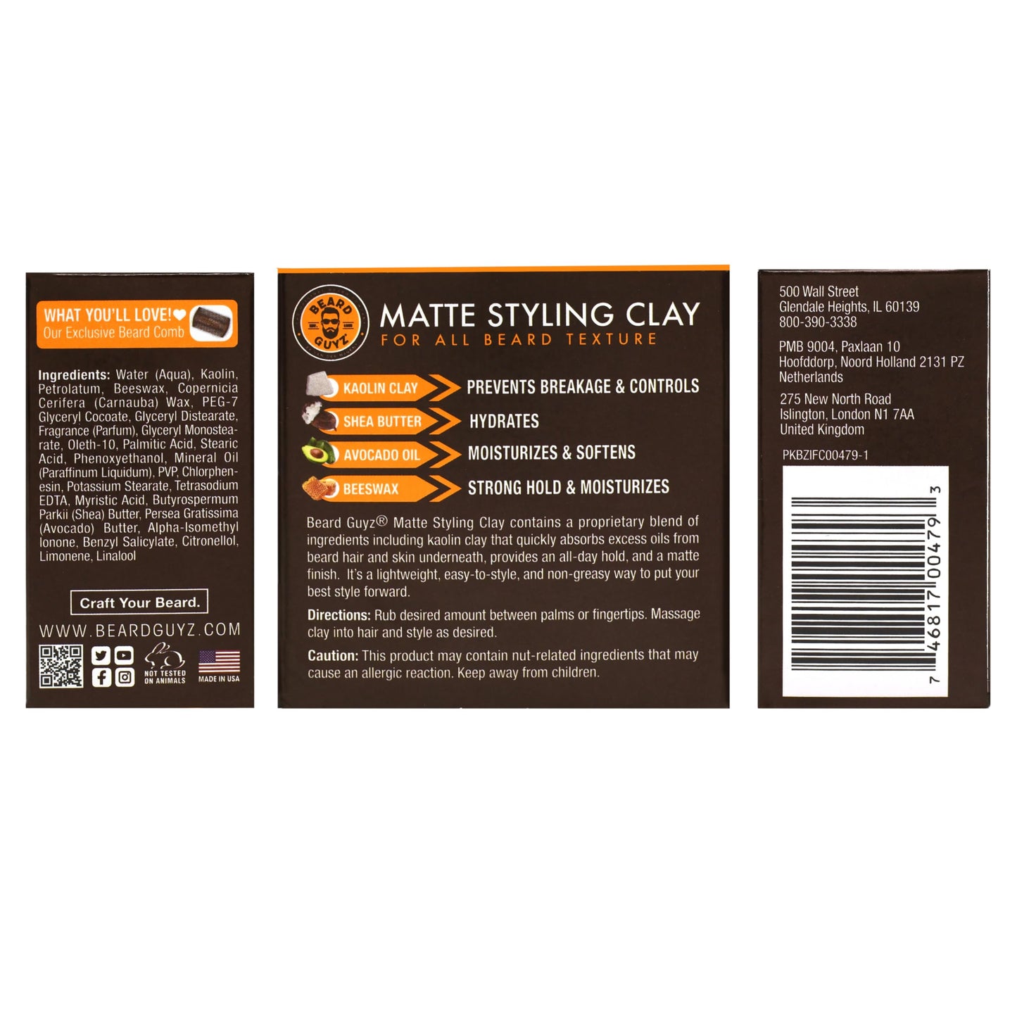 Beard Guyz Matte Styling Clay - Strong?Hold for Beard & Hair - Natural Texture & Matte Finish Styling Clay for Men’s Grooming, 3 oz