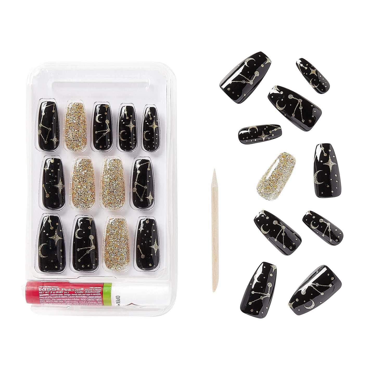 Gold Finger Gel Glam Design Nail Press On Nails, Gel Nail Kit, Polish Free Manicure Long Length (GD16)…