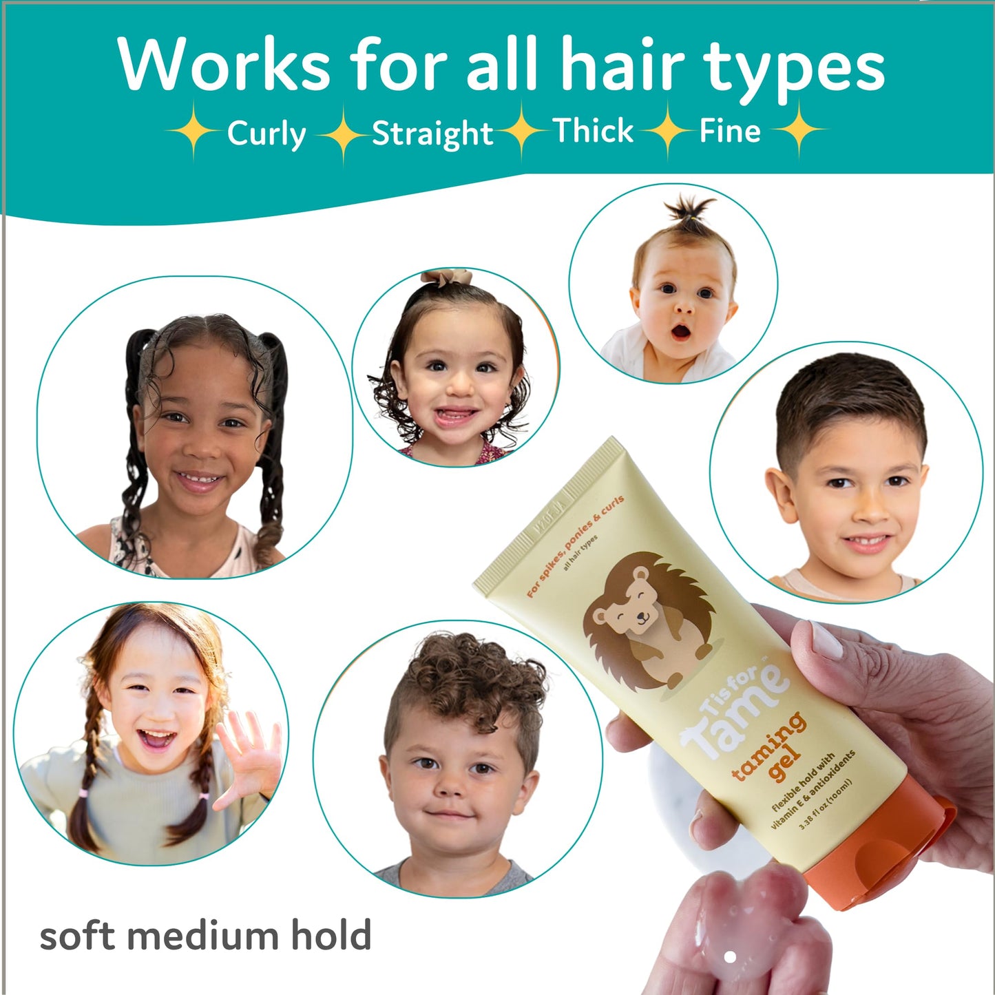 T is for Tame - Hair Taming Gel for Toddlers, Babies, and Kids - Vegan & Natural Hair Gel, Anti-Frizz, Non-Sticky, Styling Gel for Girls & Boys Beauty and Personal Care T is for Tame