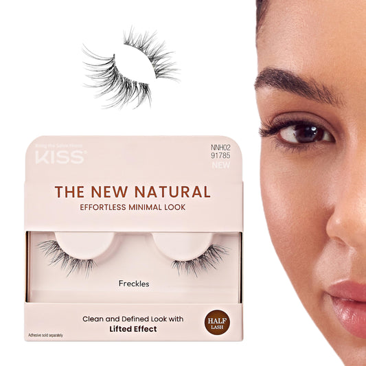 KISS The New Natural False Eyelashes Single Pack, 12 mm, Natural Volume, Easy to Apply, Reusable Fake Lashes, Cruelty Free, Includes 1 Pair Half…