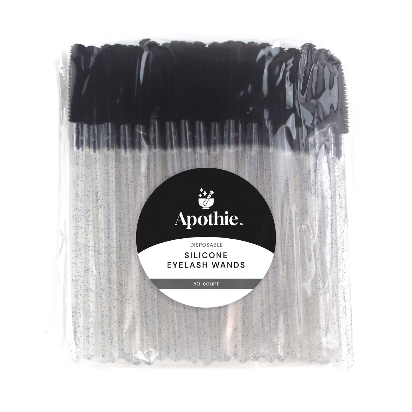 Apothie 50 Pieces Silicone Disposable Mascara Eyelash Wands - Eyebrow & Lash Extension Spoolie Brushes, Comb Separator, Microblading Tool, Applicator