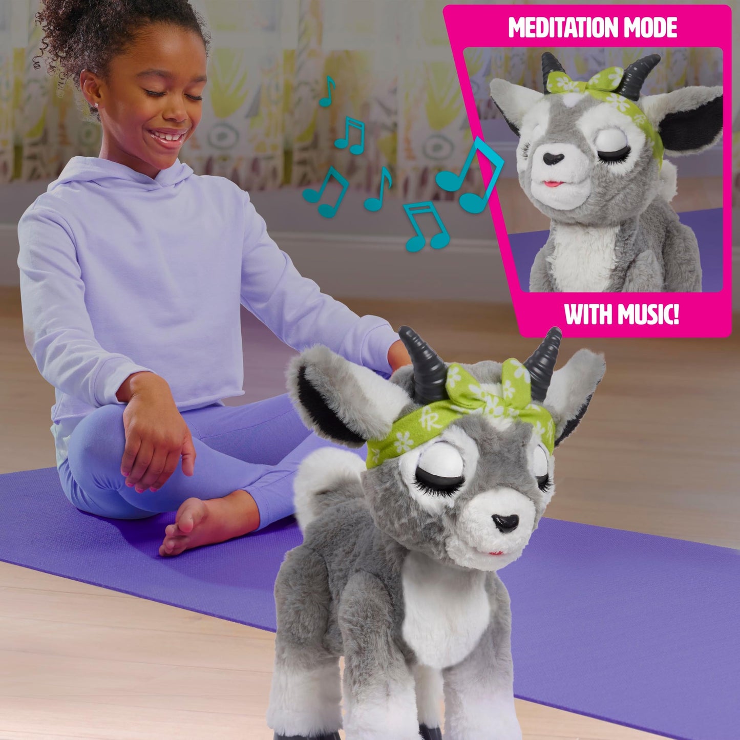 furReal Daisy the Yoga Goat Interactive Toy, 11-inch Realistic Plush, Kids Toys for Ages 4 Up by Just Play