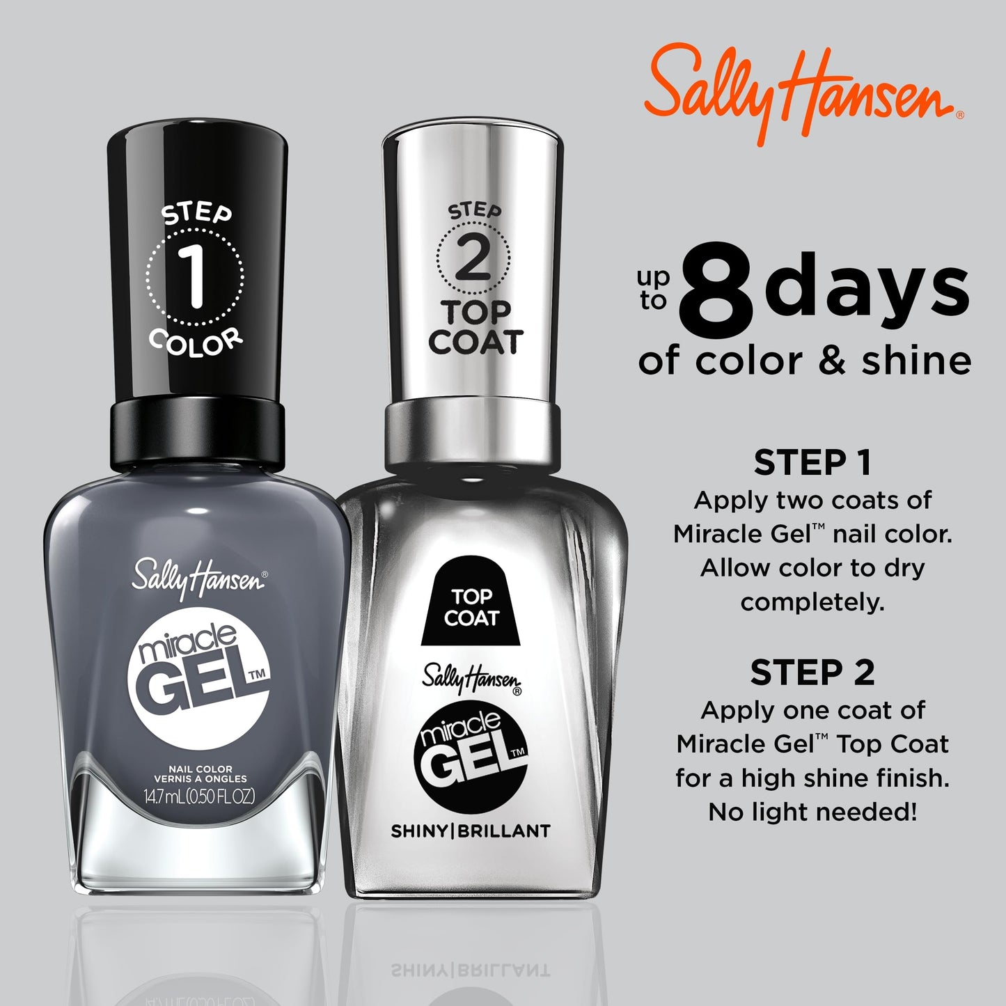 Sally Hansen Miracle Gel Salon Quality Nail Polish | Gel-Like Formula, Two-Step System, No UV Light Needed, Long Lasting | Opaque, Shiny | 809 Slate-R Beauty & Personal Care Sally Hansen