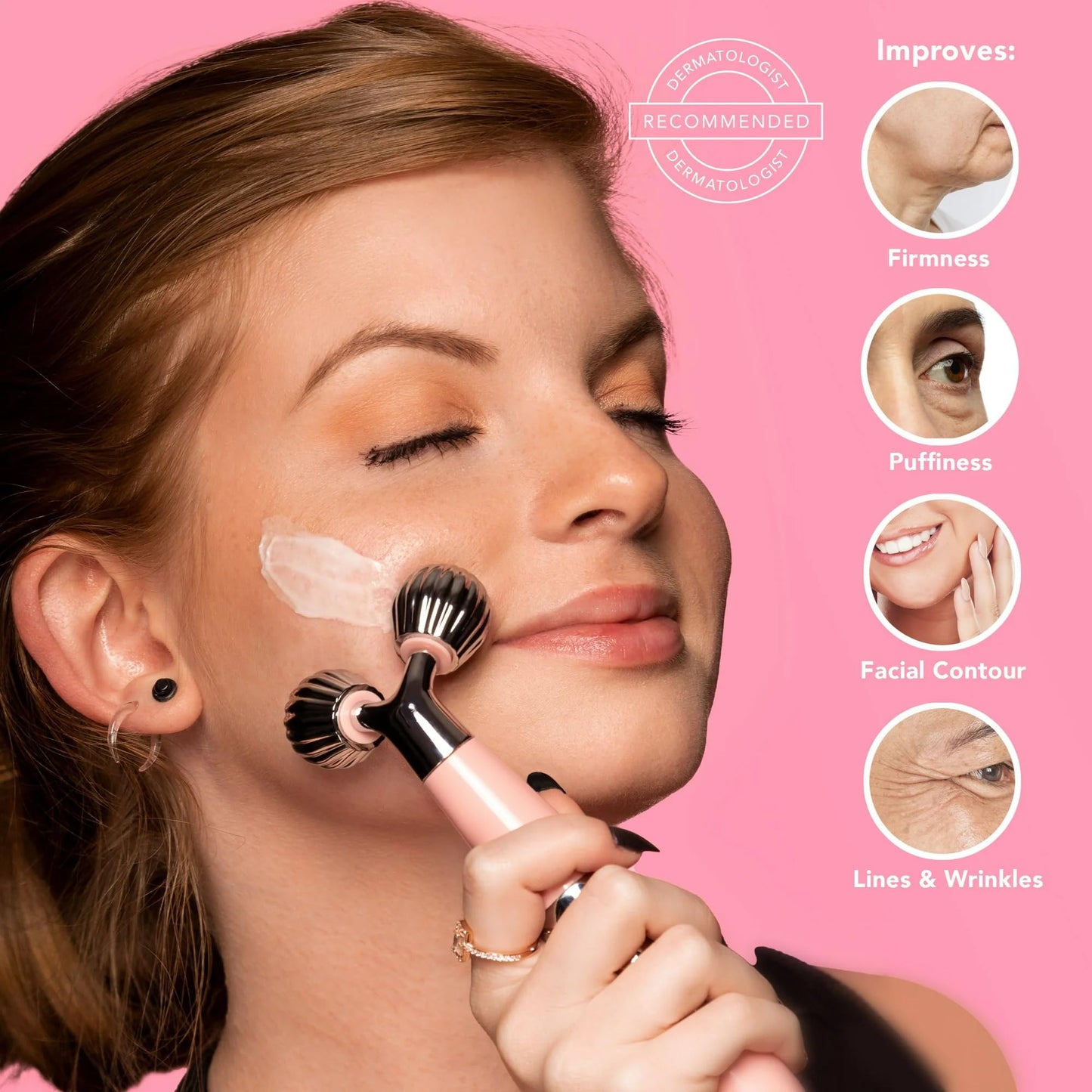 Spa Sciences ISLA Ice + Heat Contouring Roller (Face, Neck, and Décolletage) - Including Steel + Bonus Genuine Rose Quartz Globes