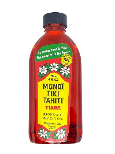 Monoi Tiki Tahiti Rouge Tiare Body Suntan Bronzant Coconut Oil Just | For Outdoor Body Tanning | Hydrating Body Oil | Natural Skin Moisturizer |