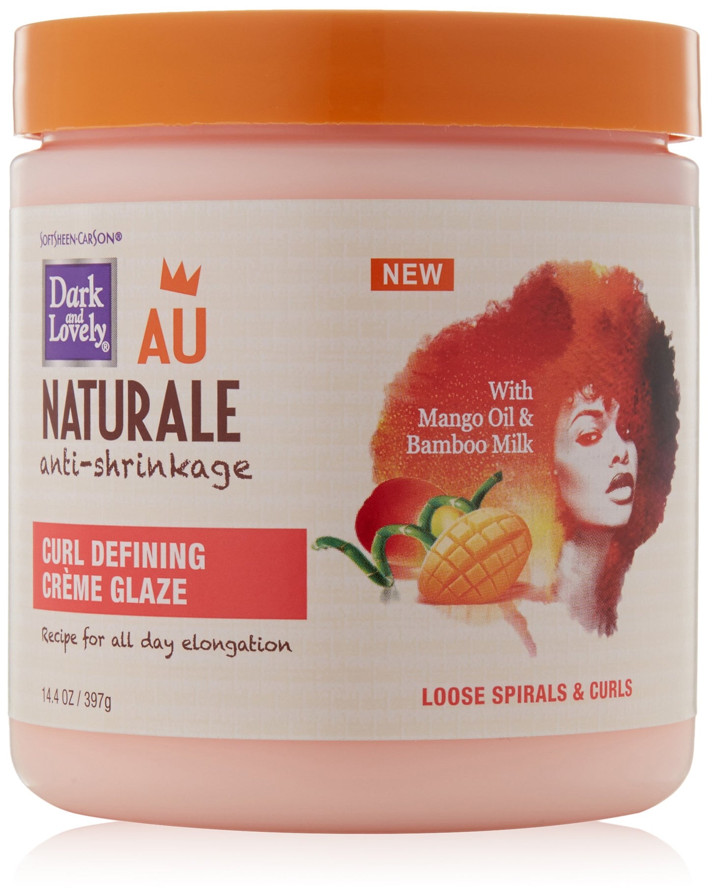 Curly Hair Products by SoftSheen-Carson Dark and Lovely Au Naturale Curl Defining Crème Glaze, with Mango Oil and Bamboo Milk, Defines and Softens