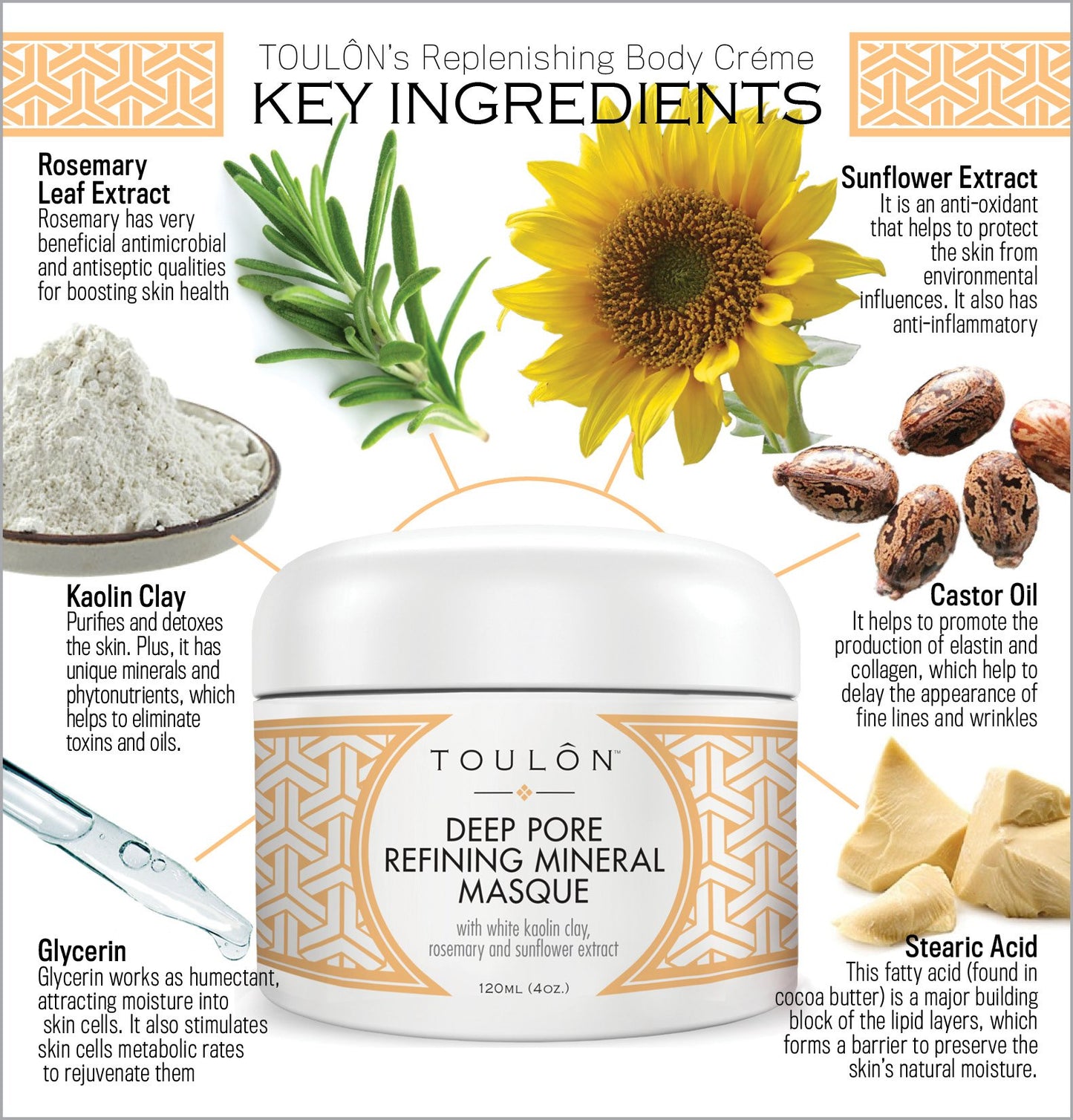 TOULON Kaolin Clay Mask for Face with White Kaolin Mineral Clay. Soft Pure Healing Mask with Minerals to Reduce Wrinkles and Blackheads & Detox Skin