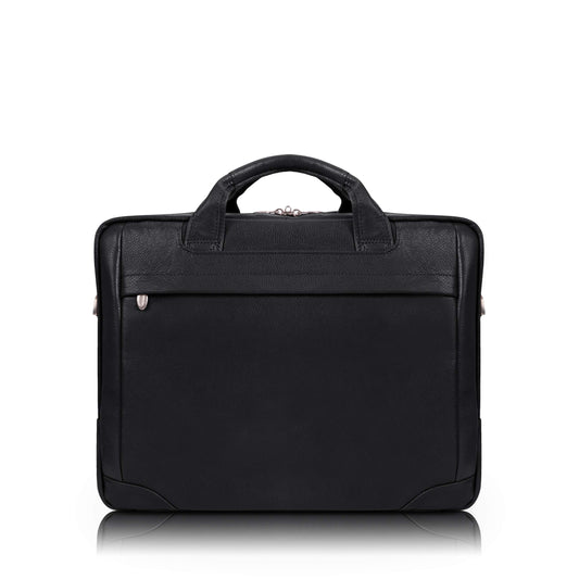 McKlein MONTCLARE, Pebble Grain Calfskin Leather, 13" Leather Laptop & Tablet Briefcase, Black (15495), One Size