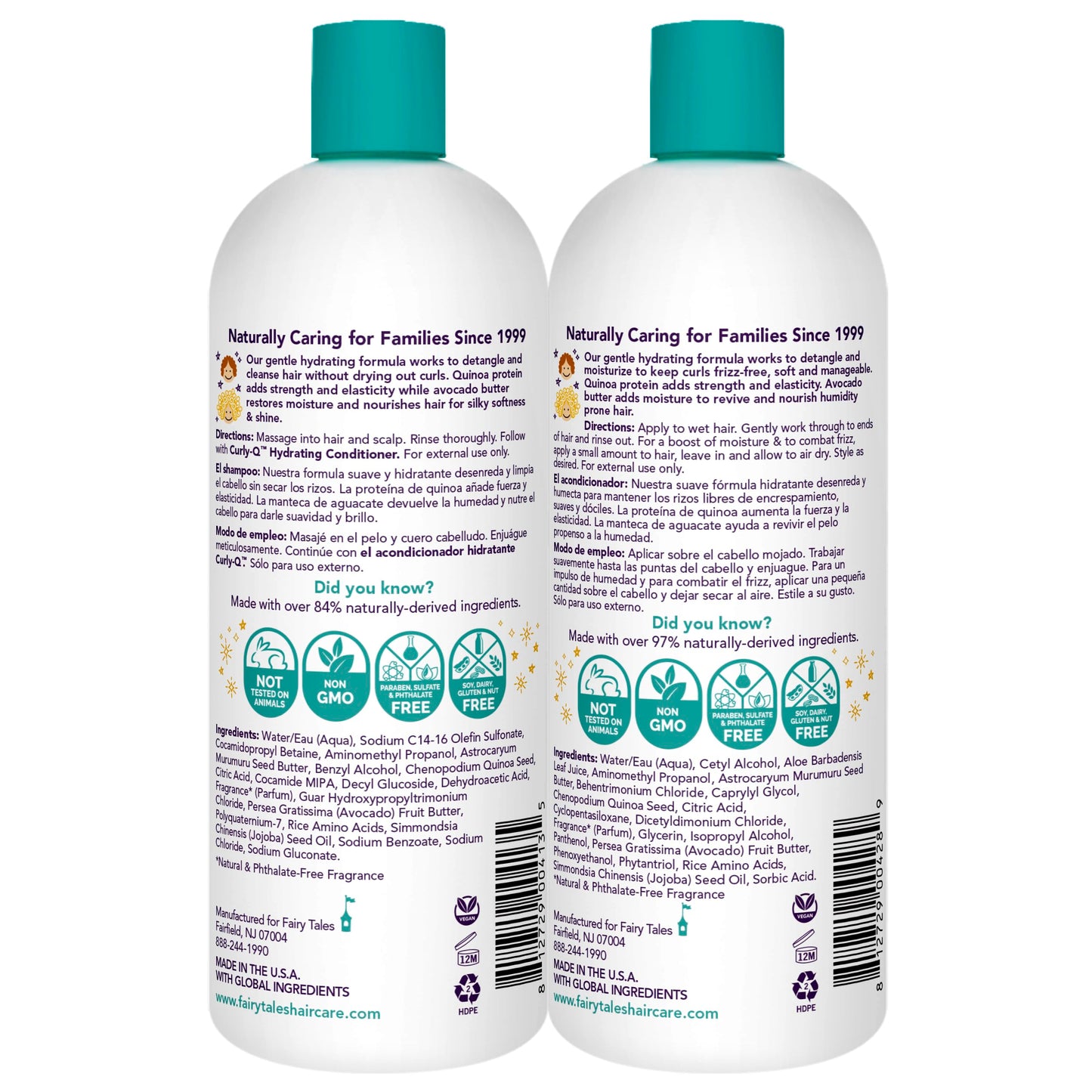 Fairy Tales Curly-Q Hydrating Shampoo and Conditioner for Kids - Paraben, Sulfate, Gluten and Nut Free - For All Curl Types Including Multi Cultural