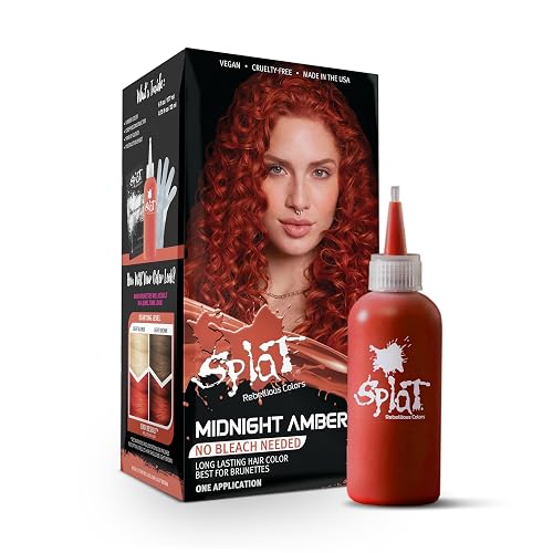 Splat Midnight Amber Semi Permanent Hair Dye Kit, 1 Application, Includes Deep Reconstructor Conditioner, Lasts 30 Washes, No Bleach Required, Vegan