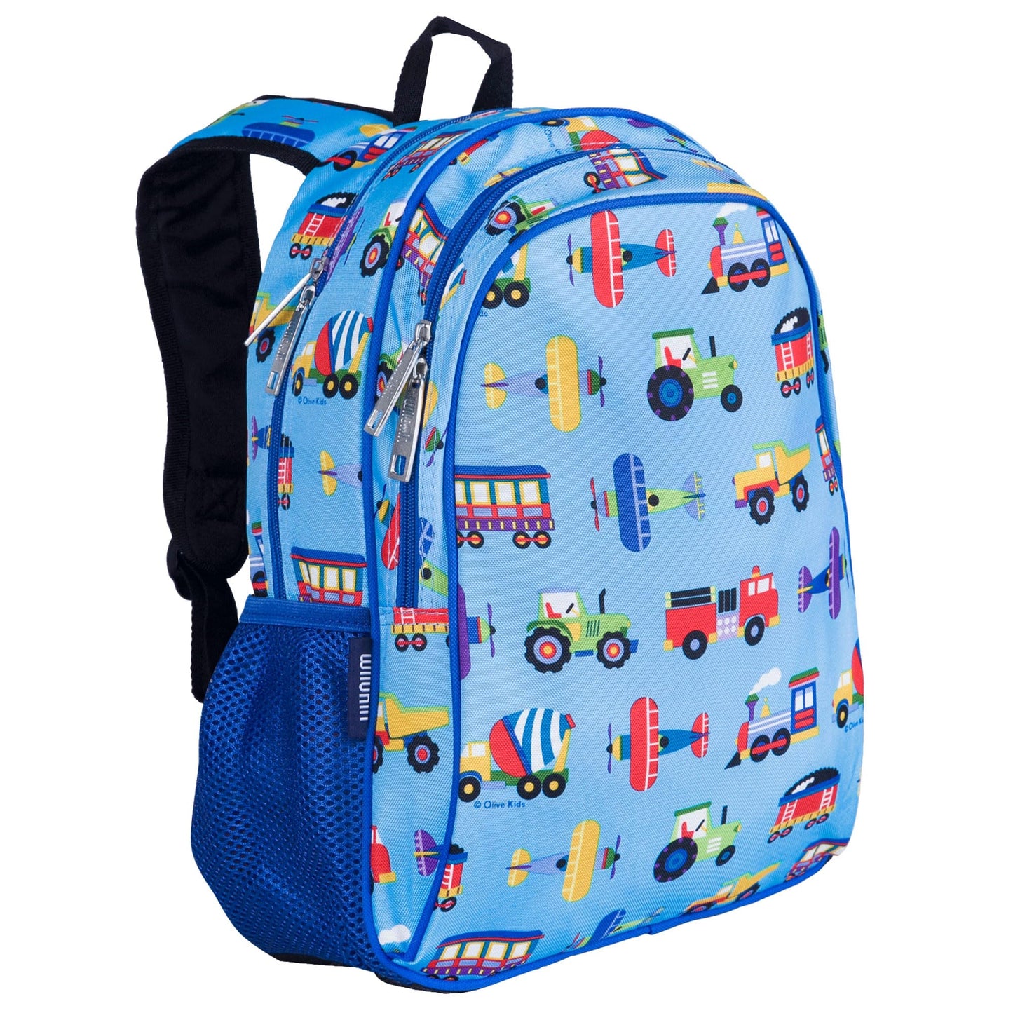 Wildkin 15-inch Kids Backpack - Durable, Padded, Adjustable for School & Travel - Trains, Planes, and Trucks