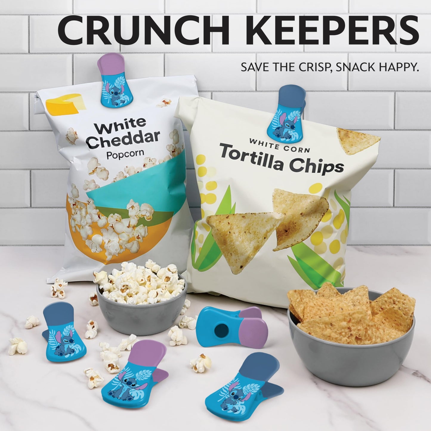 Disney Magnetic Chip Clips - Set of 6 Bag Clips for Food Storage - Mickey, Minnie, Lilo & Stitch, Winnie The Pooh - Durable Airtight Bag Chip Clips…