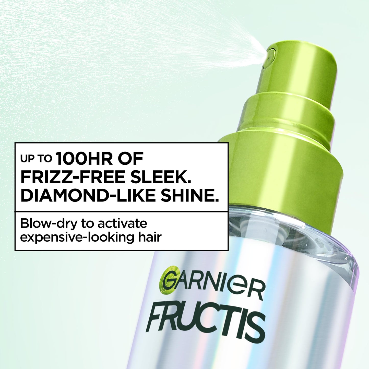 Garnier Fructis Diamond Sleek Hair Shine Spray, Up to 100-Hour Frizz Control, Heat Protectant up to 450°F with Vegan Keratin Smoothing Complex