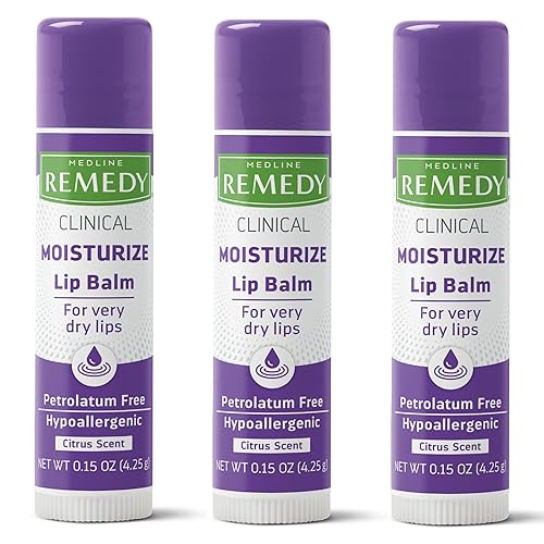 Medline Remedy Clinical Lip Balm, 3 Count, Citrus Scent, Moisturizing, Hydrating, Nourish, Nutrient Rich, Soothing Natural Oils, Revitalize